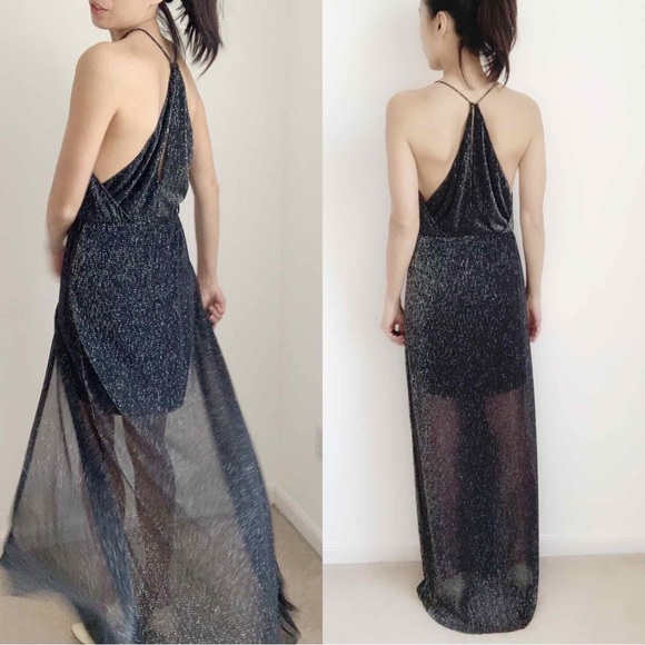 ELEGANT Sheer Deep V Sheer Maxi dress - Picture 5 of 14